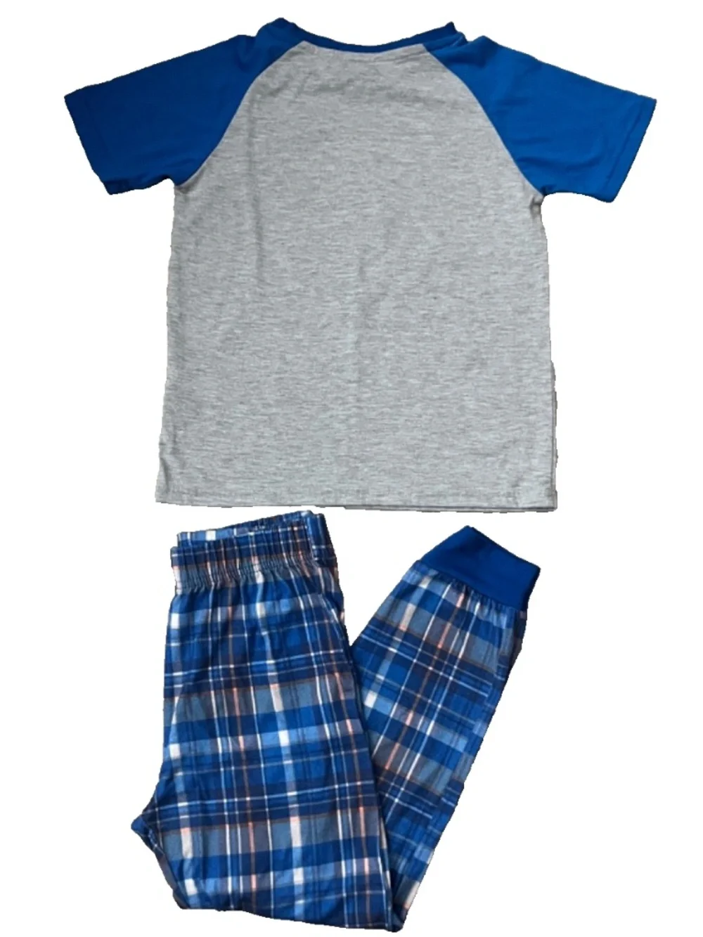 Sleep On It Boys Blue Baseball Top & Plaid Pajama Pants Set Size 6/7